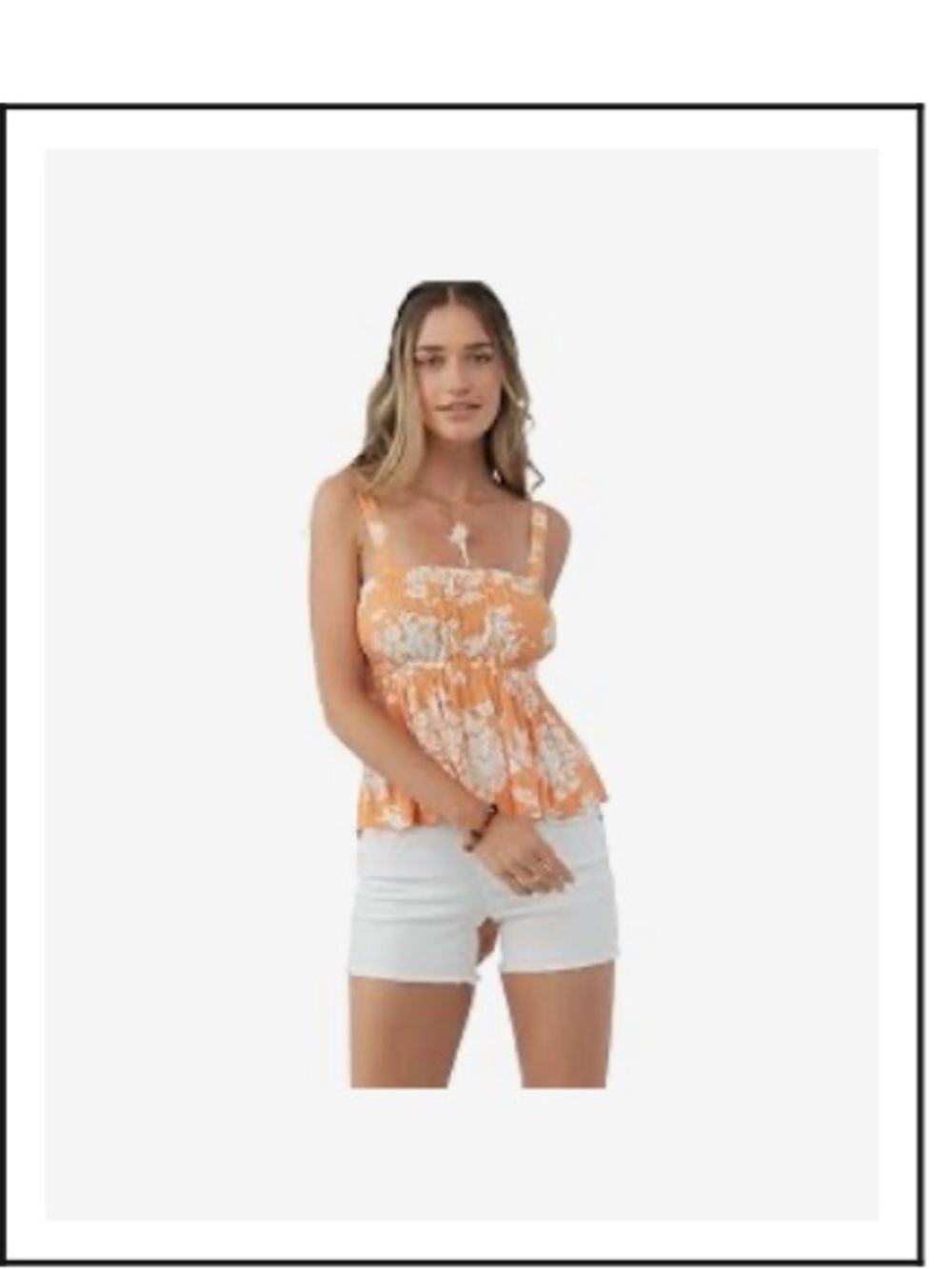 Orange Floral Peplum Tank Top - Women's Summer Top